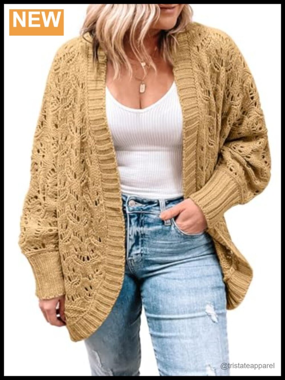Plus Size Crochet Knit Cardigan Open Front Long Sleeve Soft Lightweight